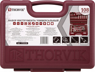 Универсальный набор инструментов 1/4", 1/2"DR (108 предмета) THORVIK арт. UTS0108 - фото 3