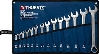 Набор ключей гаечных комбинированных в сумке, 10-32 мм, 14 предметов, THORVIK - фото 1