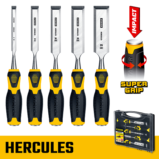 Фото 1 товара Набор стамесок 18205-H5_z01 Professional STAYER 5 шт, 6/12/16/20/25 мм