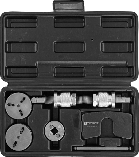 Фото 0 товара Приспособление для возврата поршней дисковых тормозных механизмов в наборе, 7 предметов, THORVIK