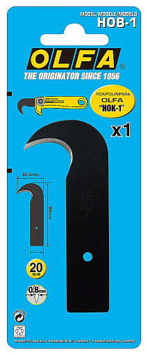 Фото 0 товара OLFA 90х39.5х0,8 мм, лезвие-крюк для ножа OL-HOB-1