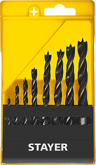 Набор спиральных сверл по дереву "M-type" STAYER 8 шт., 3-4-5-6-7-8-9-10 мм, 2942-H8_z02 Professional - фото 1