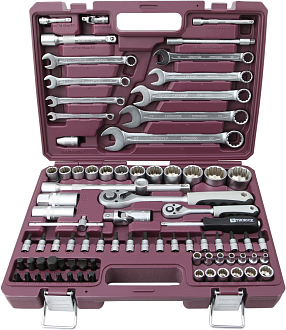 Набор инструмента универсальный 1/4", 1/2"DR с головками торцевыми 12-гранными, 82 предмета, THORVIK - фото 2