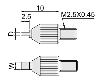 Наконечник для индикатора часового типа ножевидный ф0.4мм длина 2мм стальной, INSIZE - фото 2