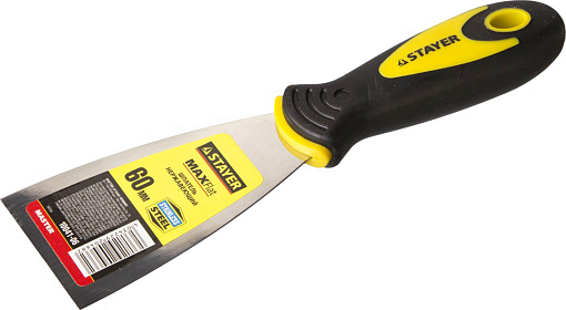 Фото 1 товара Шпатель STAYER 60 мм, нержавеющее полотно, двухкомпонентная рукоятка, 10041-06