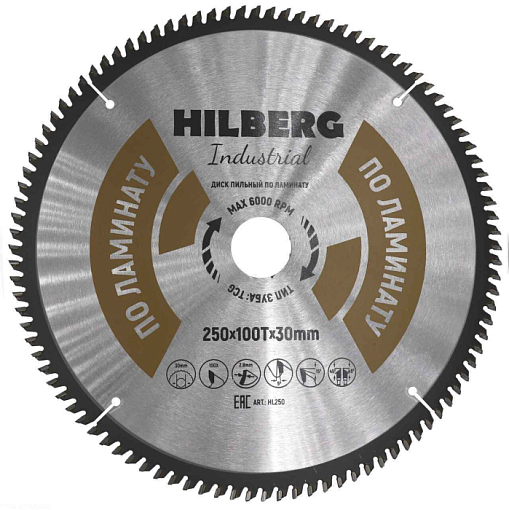 Фото 0 товара Диск пильный Hilberg Industrial Ламинат 250*30*100Т