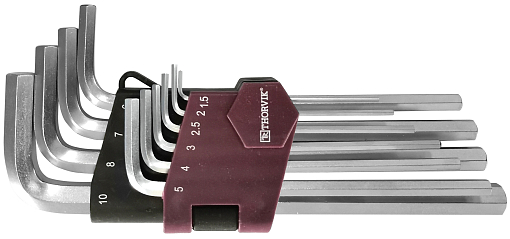 Фото 0 товара Набор ключей торцевых шестигранных, H1.5-H10, 10 предметов, THORVIK