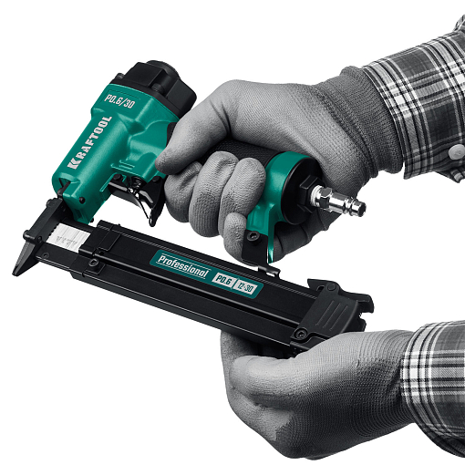 Фото 6 товара Нейлер (гвоздезабиватель) пневматический для шпилек KRAFTOOL тип P0.6 (12-30 мм), 31963 