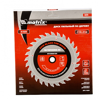 Пильный диск по дереву, 210 х 32 мм, 24 зуба, кольцо 30/32 Matrix Professional - фото 3