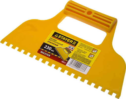 Фото 0 товара Пластмассовый шпатель STAYER 230 мм, зубчатый, 1022-6