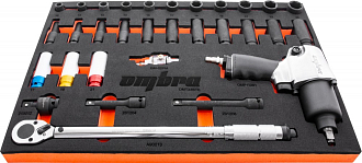 Набор с гайковертом, динамометрическим ключом и ударными головками в EVA ложементе 560х375 мм, 33 предмета, Ombra - фото 2