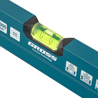 Уровень алюминиевый, 1000 мм, 2 рукоятки, фрезеровка, 3 глазка, Prazision Gross - фото 2