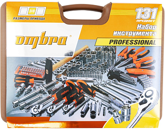Набор инструмента универсальный 1/4", 3/8" и 1/2"DR, 131 предмет, Ombra - фото 3
