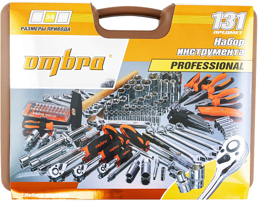 Фото 2 товара Набор инструмента универсальный 1/4", 3/8" и 1/2"DR, 131 предмет, Ombra