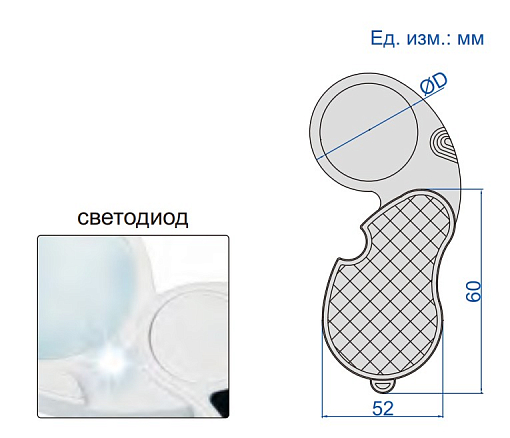 Фото 1 товара Лупа увеличительная с подсветкой (складная), INSIZE