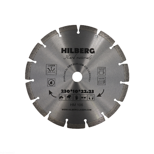 Фото 0 товара Диск алмазный отрезной 230*22,23 Hilberg Hard Materials Лазер