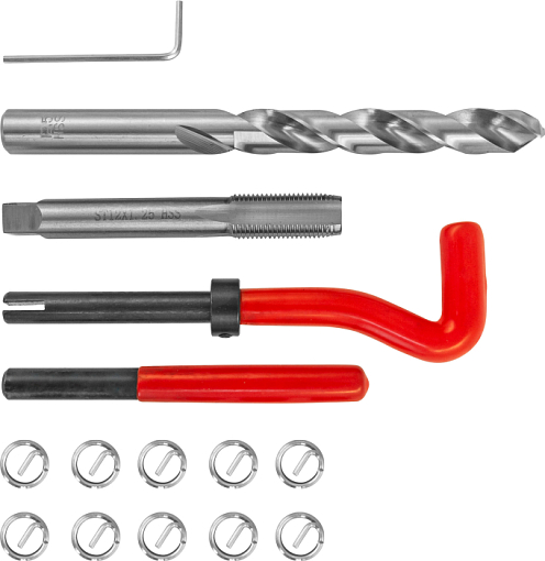 Фото 0 товара Набор для восстановления резьбы M12x1.25, 15 предметов, THORVIK
