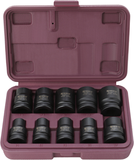 Фото 0 товара Набор головок торцевых ударных 1/2"DR, 10-24 мм, 10 предметов, THORVIK