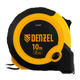 Рулетка 10м х 25мм, двухкомп. корпус, кнопка-пауза Denzel - фото 2