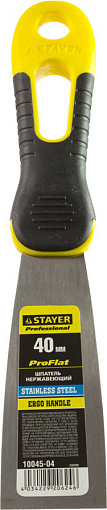 Фото 1 товара Шпатель STAYER 40 мм, нержавеющее полотно, двухкомпонентная рукоятка, 10045-04