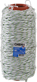 Фал плетёный капроновый с сердечником СИБИН 50220-06 100 м, 6 мм, 16-прядный, 650 кгс - фото 2