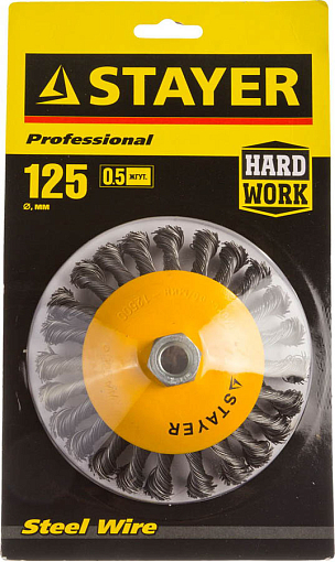 Фото 1 товара Щетка коническая для УШМ STAYER 125 мм, 35135-125 Профессионал