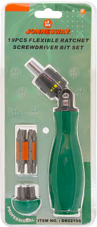 Рукоятка отверточная с шарниром со вставками-битами в наборе, 19 предметов, Jonnesway - фото 3