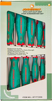 Набор отверток стержневых TORX® ANTI-SLIP GRIP, 9 предметов, Jonnesway - фото 2