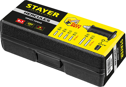 Фото 7 товара Отвёртка ударно-поворотная в наборе с битами Professional STAYER 8 шт., 8 25663-H4_z01