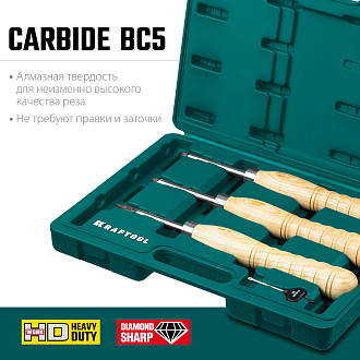 Набор ручных резцов по дереву Precision-3 18369 KRAFTOOL 3 шт. - фото 5