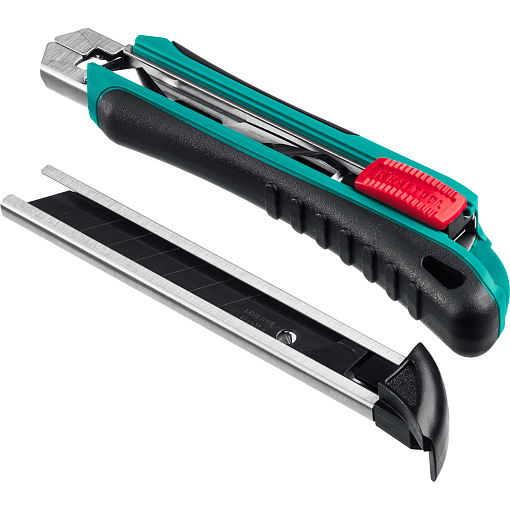 Фото 8 товара Нож AK-18 18 мм, сегментированное лезвие автостоп автозамена дополнительный фиксатор, Kraftool