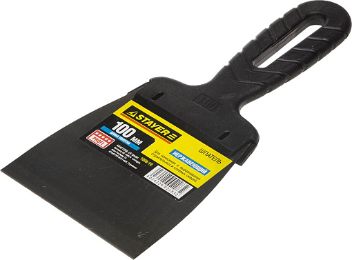 Фото 0 товара Шпатель STAYER 100 мм, нержавеющая полотно, пластмассовая рукоятка, 1008-10