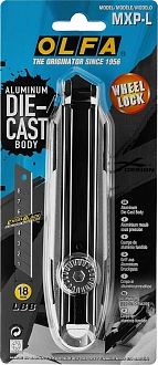 OLFA 18 мм, сегментированное лезвие, винтовой фиксатор, цельная алюминиевая рукоятка, Нож X-design OL-MXP-L - фото 3