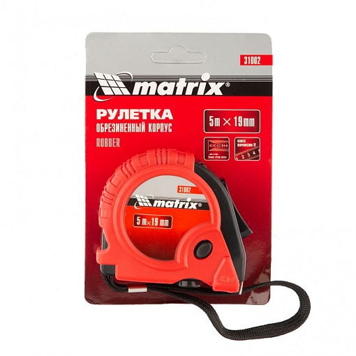 Фото 4 товара Рулетка Rubber, 5 м х 19 мм, обрез. корпус Matrix