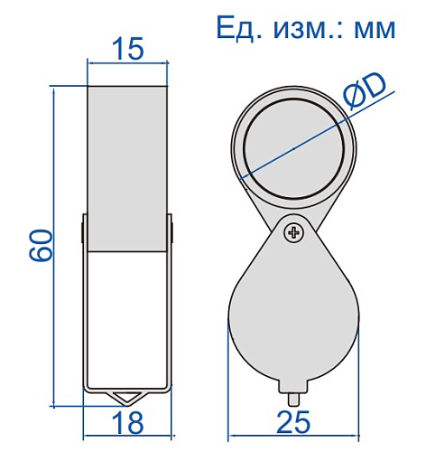 Фото 1 товара Лупа откидная карманная, INSIZE