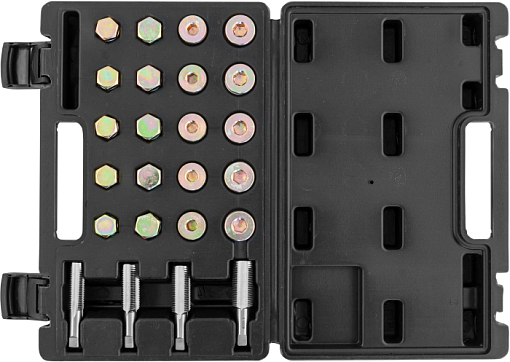 Фото 0 товара Набор для восстановления резьбы маслосливных отверстий, М13-М20, 64 предмета, THORVIK