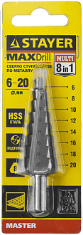 Сверло ступенчатое STAYER 6-20 мм, 8 ступеней, HSS, 29660-6-20-8 Master - фото 2