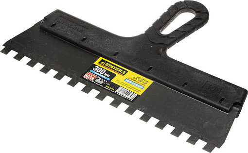 Фото 0 товара Шпатель зубчатый STAYER 300 мм, нержавеющая полотно, пластмассовая рукоятка, 1009-30-10