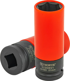 Головка торцевая ударная удлиненная тонкостенная 1/2"DR для легкосплавных колесных дисков, 21 мм, THORVIK - фото 3
