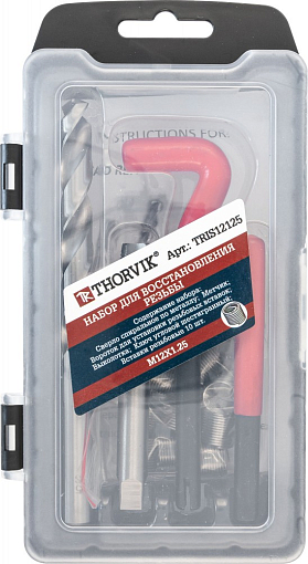 Фото 2 товара Набор для восстановления резьбы M12x1.25, 15 предметов, THORVIK