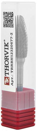 Фото 4 товара Борфреза твердосплавная пламевидная, тип H, 12 мм, двойная насечка, в боксе, THORVIK