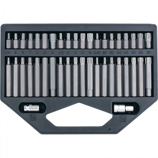 Фото 0 товара Набор бит HEX, TORX, SPLine, хвостовик-шестигранник 1/2, CrV, 42 шт. Stels