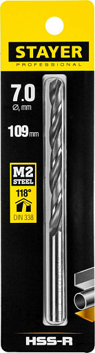 Фото 1 товара Сверло спиральное по металлу STAYER 7 х 109 мм, 29602-7 Professional