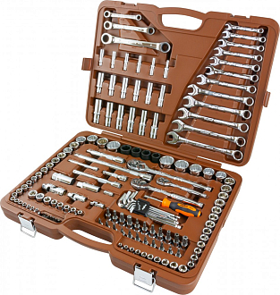 Специальный набор инструмента, торцевые головки 1/4", 3/8", 1/2"DR, 4-32 мм и SAE 5/32"--1-1/4", ударные торцевые головки 1/2"DR, 17-23 мм, 150 предметов, Ombra - фото 2