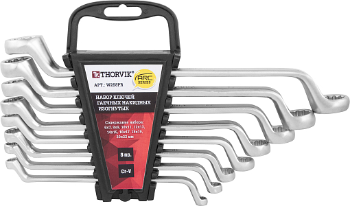 Фото 0 товара Набор ключей гаечных накидных изогнутых серии ARC на держателе, 6-22 мм, 8 предметов, THORVIK