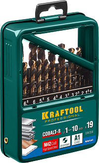 Набор сверл по металлу KRAFTOOL 29656-H19 19 шт. (1-10 мм), класс A, HSS-Co(8%) - фото 2