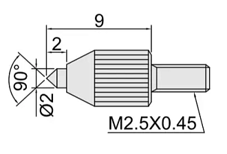 Наконечник для индикатора часового типа конический ф 2.0мм длина 2мм стальной, INSIZE - фото 2