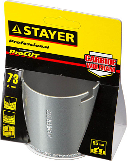 Кольцевая коронка STAYER d 73 мм, L - 55 мм, карбид-вольфрамовая крошка, 33345-73 - фото 2