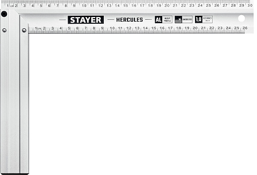 Фото 0 товара Угольник STAYER HERCULES 3432-30 Professional 300 х 2 мм, с усиленным алюминиевым полотном, жесткий столярный