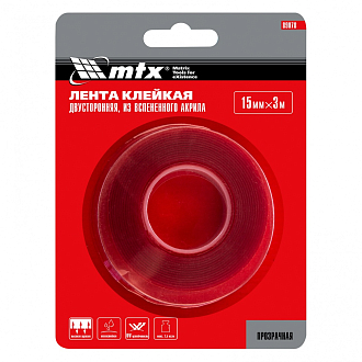 Двусторонняя клейкая лента из вспененного акрила, прозрачная, 15 мм x 3 м Matrix - фото 3